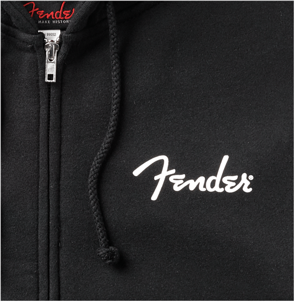 Fender® Spaghetti Logo Zip Hoodie, Black, XL by FMIC