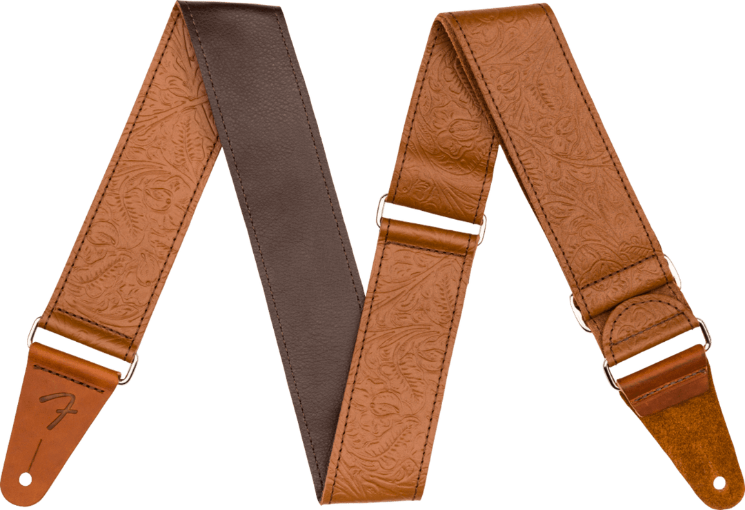 Fender TOOLED LEATHER GUITAR STRAP, 2" by FMIC