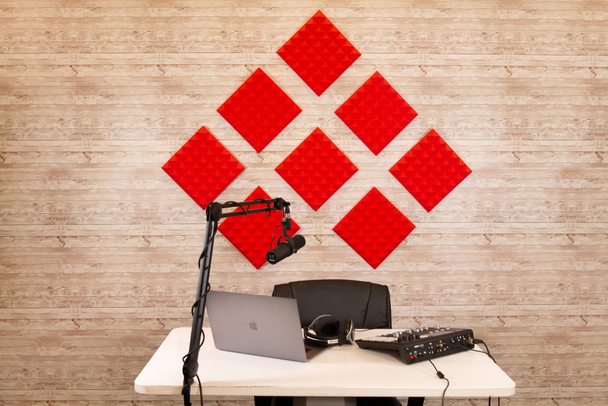 Gator Frameworks 8 Pack of Red 12" x 12" Acoustic Pyramid Panel by Erikson Audio