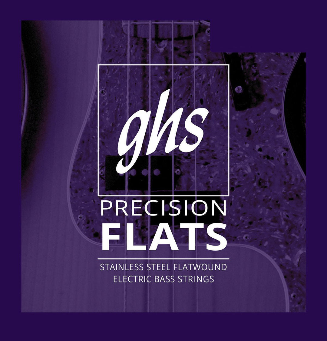 GHS Precision Flats Flatwound Stainless Steel Bass Guitar Strings, Regular 55 - 105 Long Scale Plus by Coast Music