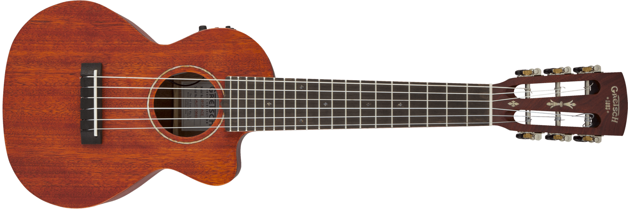 Gretsch G9126 A.C.E. Guitar - Ukulele, Acoustic - Cutaway - Electric with Gig Bag, Ovangkol Fingerboard, Fishman® Kula Pickup, Honey Mahogany Stain by FMIC