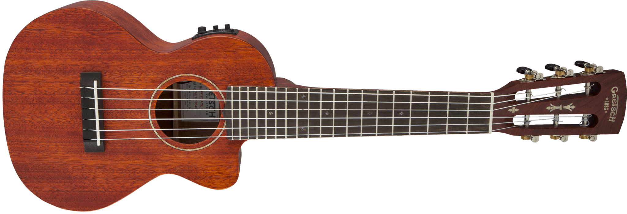 Gretsch G9126 A.C.E. Guitar - Ukulele, Acoustic - Cutaway - Electric with Gig Bag, Ovangkol Fingerboard, Fishman® Kula Pickup, Honey Mahogany Stain by FMIC