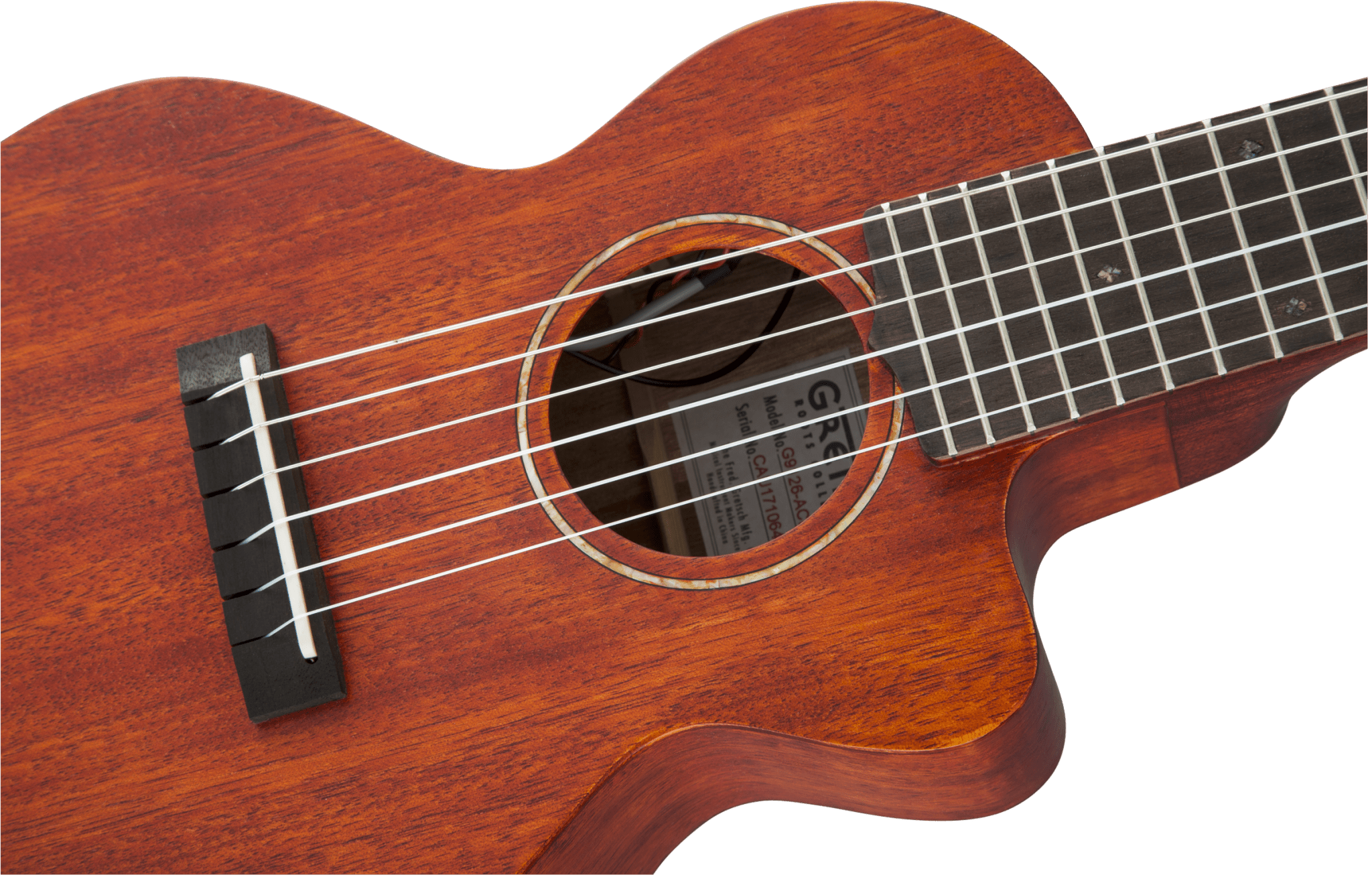 Gretsch G9126 A.C.E. Guitar - Ukulele, Acoustic - Cutaway - Electric with Gig Bag, Ovangkol Fingerboard, Fishman® Kula Pickup, Honey Mahogany Stain by FMIC