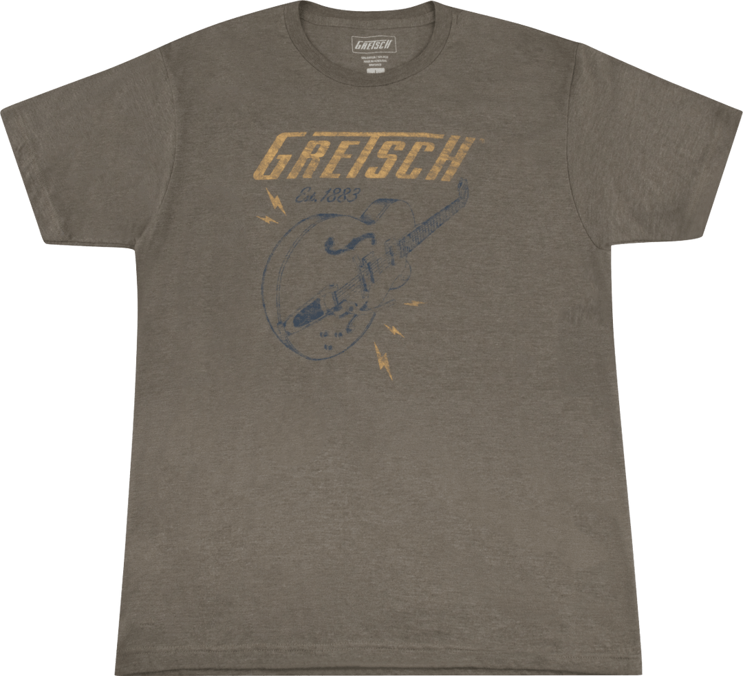 Gretsch® Lightning Bolt T-Shirt, Brown by FMIC