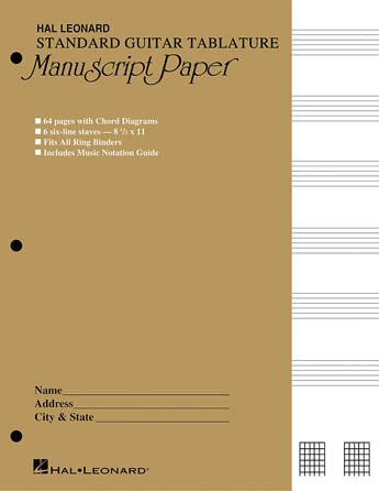 GUITAR TABLATURE MANUSCRIPT PAPER – STANDARD Manuscript Paper by Hal Leonard