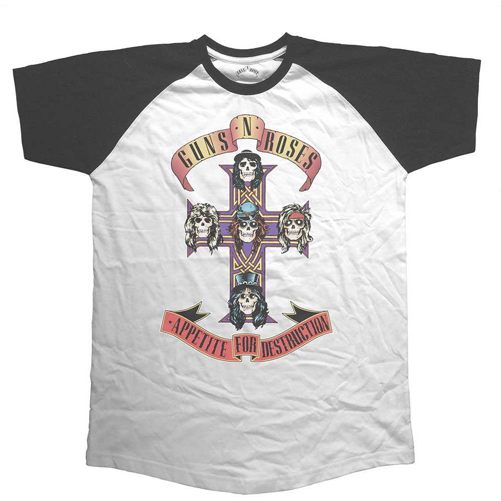 GUNS N' ROSES UNISEX RAGLAN TEE: APPETITE FOR DESTRUCTION by Rock Off Trade