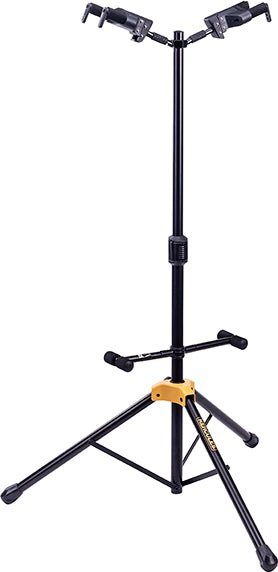HERCULES GS422B PLUS AUTO GRIP SYSTEM (AGS) DOUBLE GUITAR STAND, FOLDABLE BACKREST by Faders Music Inc.
