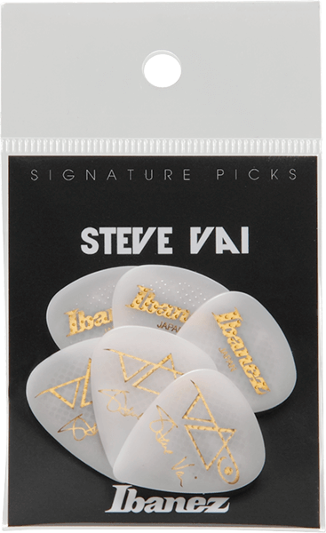 Ibanez Steve Vai Signature Guitar Picks, Rubber Grip, White (6PCS) by Hoshino