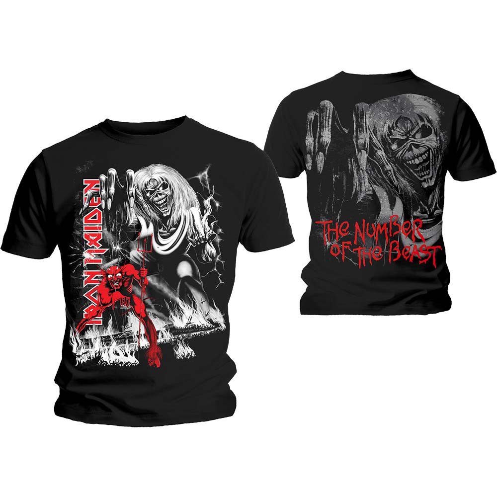 IRON MAIDEN UNISEX T - SHIRT: NUMBER OF THE BEAST JUMBO (BACK PRINT) by Rock Off Trade