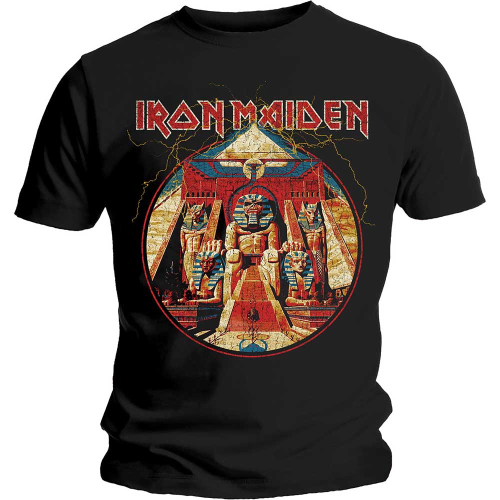 IRON MAIDEN UNISEX TEE: POWERSLAVE LIGHTNING CIRCLE by Rock Off Trade