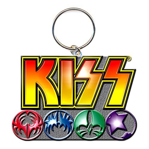 KISS KEYCHAIN: LOGO & ICONS (ENAMEL IN - FILL) by Rock Off Trade