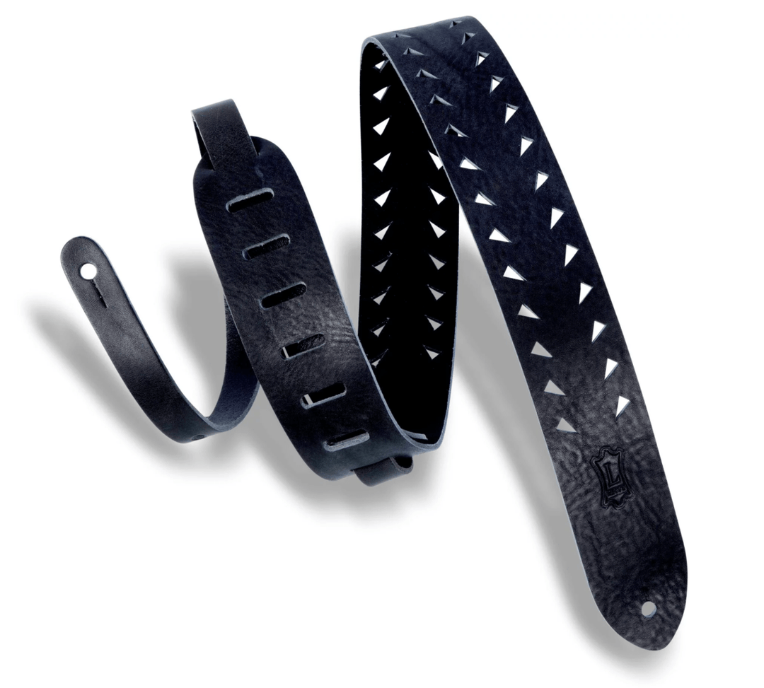 LEVY'S CLASSICS SERIES Tiger Tooth Punch Out Premier Guitar Strap – M12TTV - BLK by Levy's Leathers