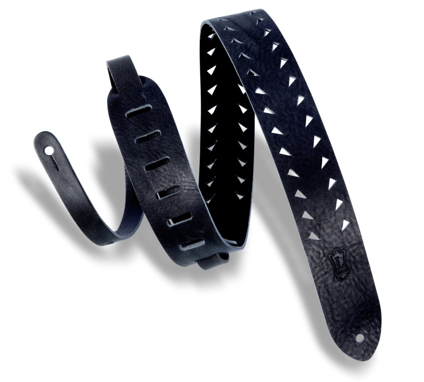 LEVY'S CLASSICS SERIES Tiger Tooth Punch Out Premier Guitar Strap – M12TTV - BLK by Levy's Leathers