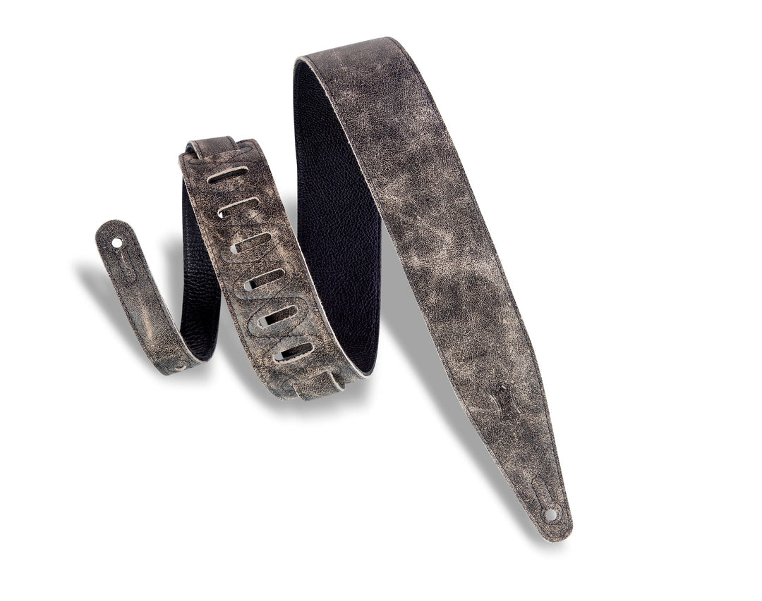 LEVY'S REBEL SERIES Distressed Guitar Strap – MG317BOG - BLK by Levy's Leathers