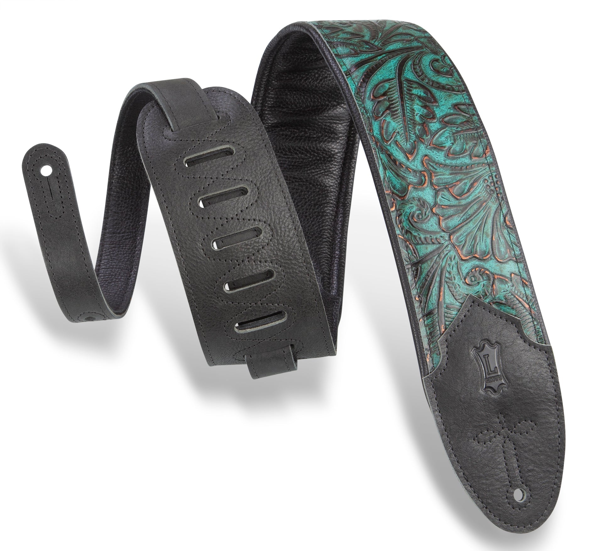 LEVY'S WESTERN Sundance Line Palm Jade Guitar Strap – M4WP - 001 by Levy's Leathers