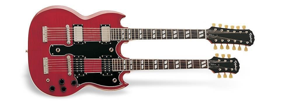 USED Epiphone Jimmy Page Inspired G-1275 Double Neck Guitar, Cherry