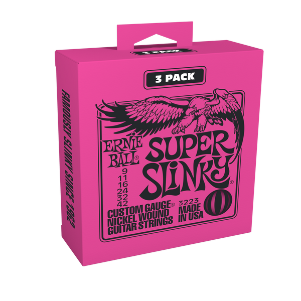 Ernie Ball 3-Pack Super Slinky Electric Strings, 9-42