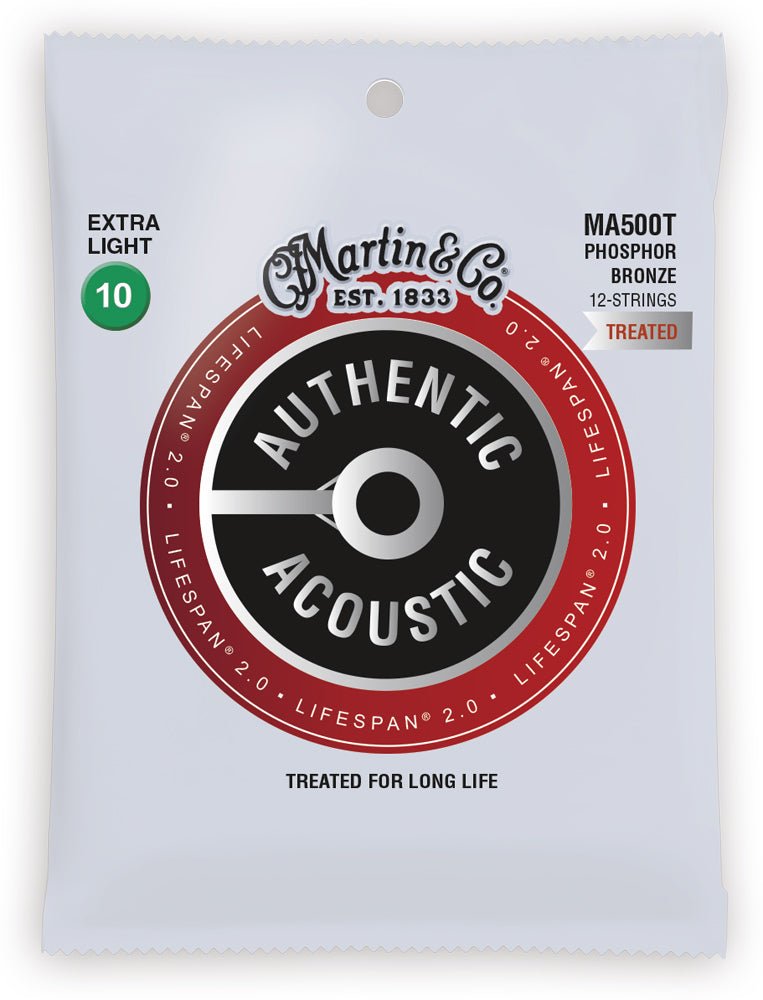 Martin Authentic Treated Acoustic Lifespan 2.0 Guitar Strings - 92/8 Phosphor by Martin Guitar Co.