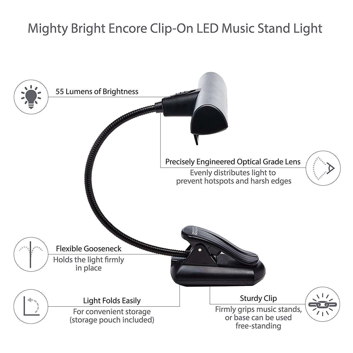 Mighty Bright The Encore LED Music Stand Light by Coast Music