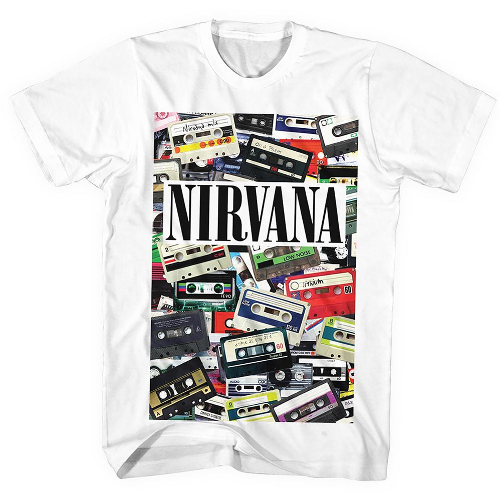 NIRVANA UNISEX TEE: CASSETTES by Rock Off Trade