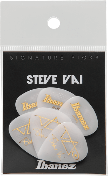 Ibanez Steve Vai Signature Guitar Picks, Rubber Grip, White (6PCS)