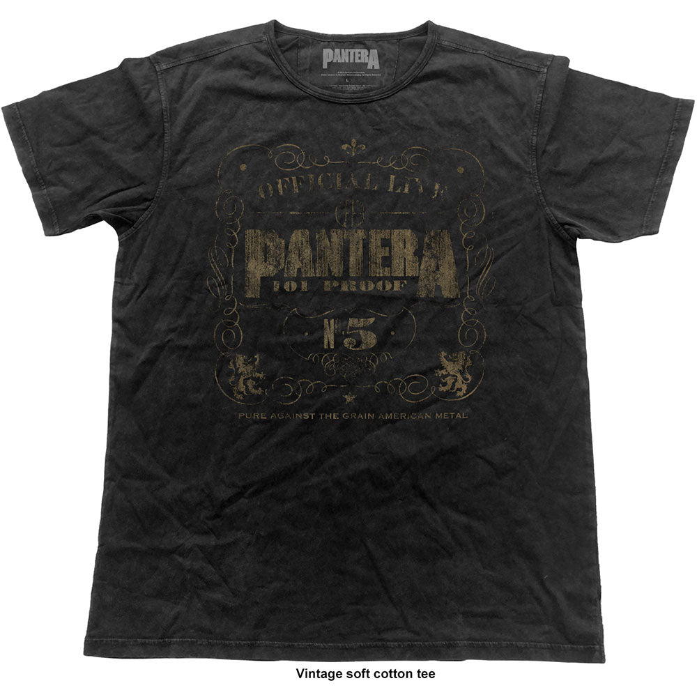 PANTERA UNISEX FASHION TEE: 101% PROOF (VINTAGE FINISH) by Rock Off Trade