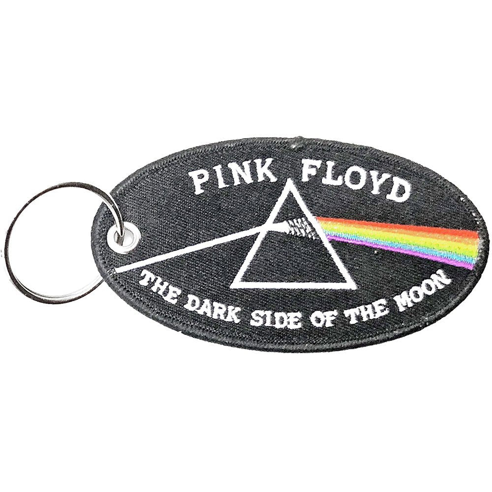 PINK FLOYD KEYCHAIN: DARK SIDE OF THE MOON OVAL BLACK BORDER (DOUBLE SIDED PATCH) by Rock Off Trade