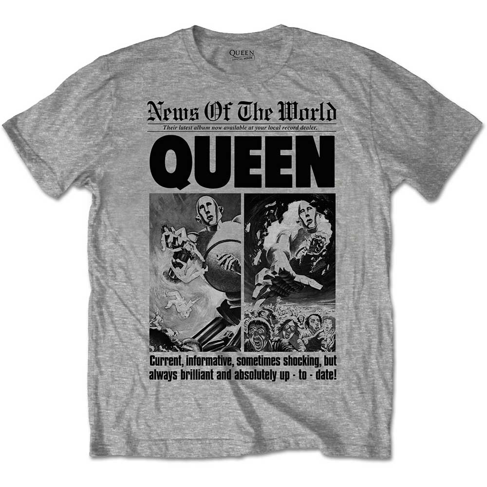 QUEEN UNISEX TEE: NEWS OF THE WORLD 40TH FRONT PAGE by Rock Off Trade