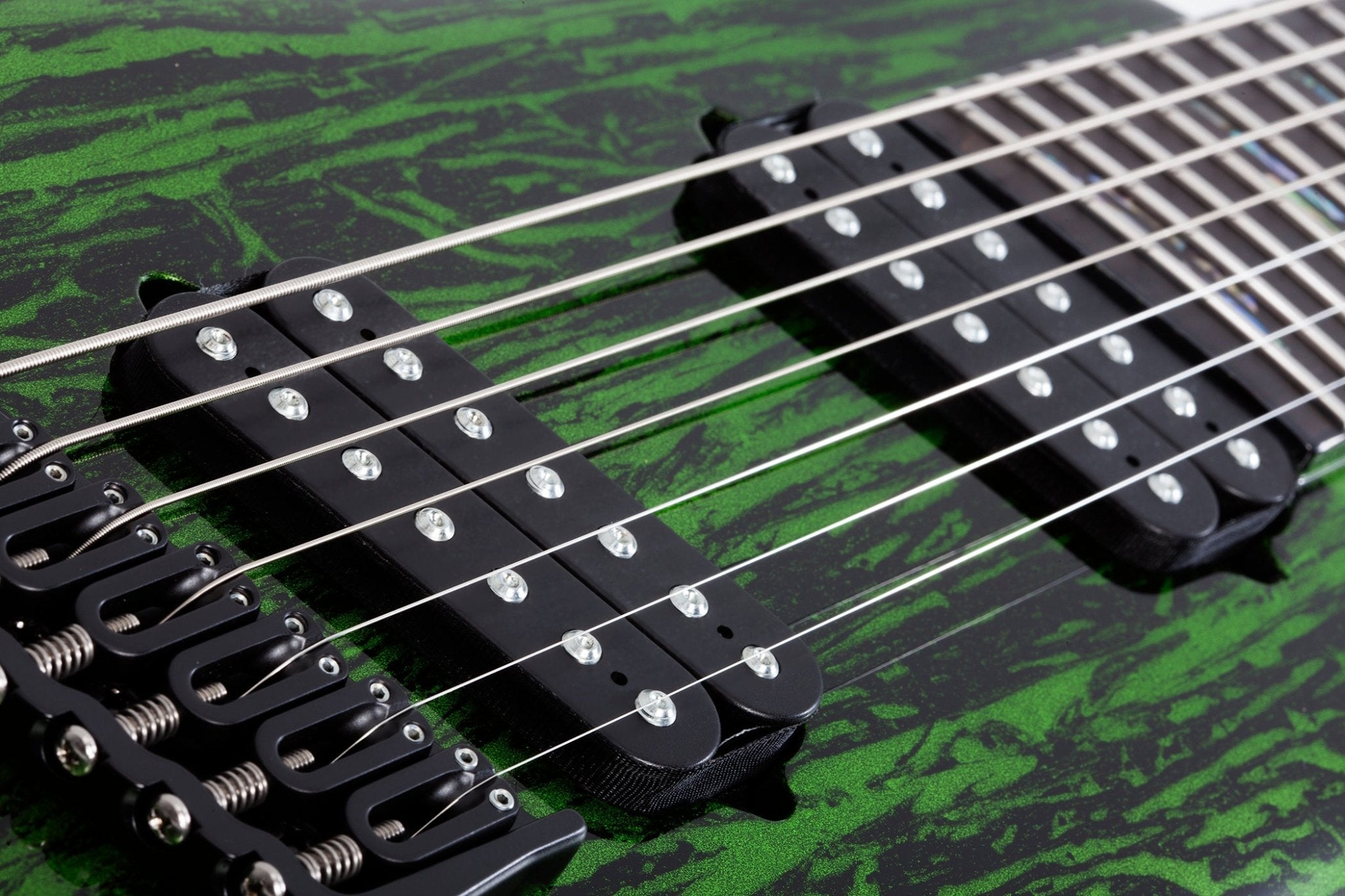 Schecter C - 7 Multiscale Silver Mountain Electric Guitar, Toxic Venom by Erikson Music