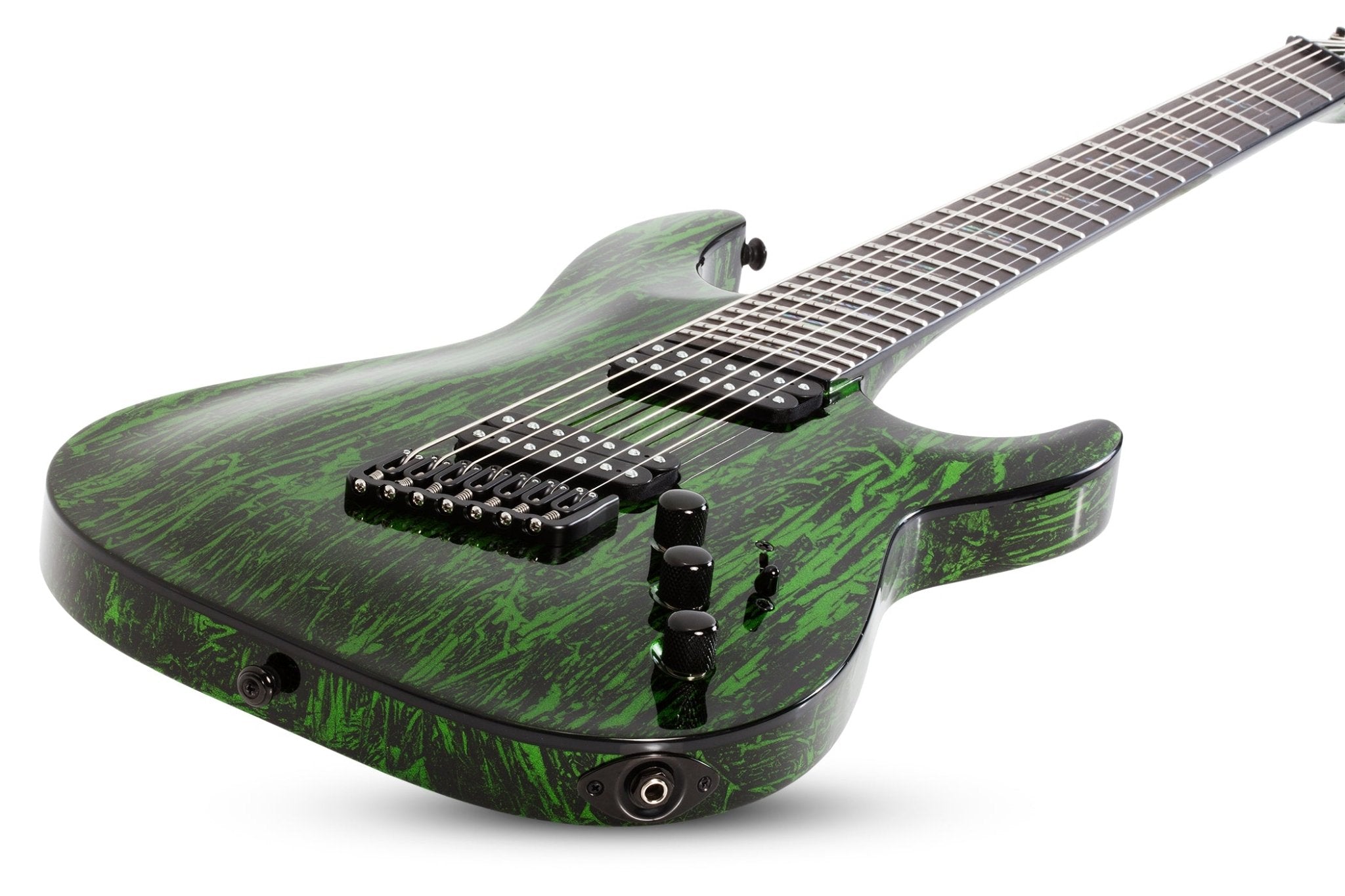 Schecter C - 7 Multiscale Silver Mountain Electric Guitar, Toxic Venom by Erikson Music