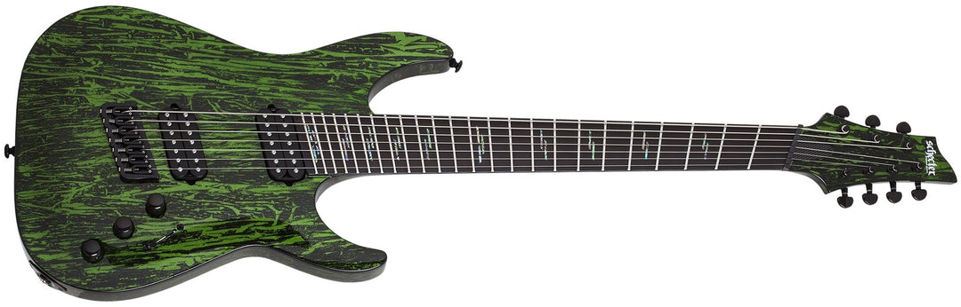 Schecter C - 7 Multiscale Silver Mountain Electric Guitar, Toxic Venom by Erikson Music