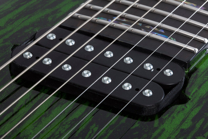 Schecter C - 7 Multiscale Silver Mountain Electric Guitar, Toxic Venom by Erikson Music