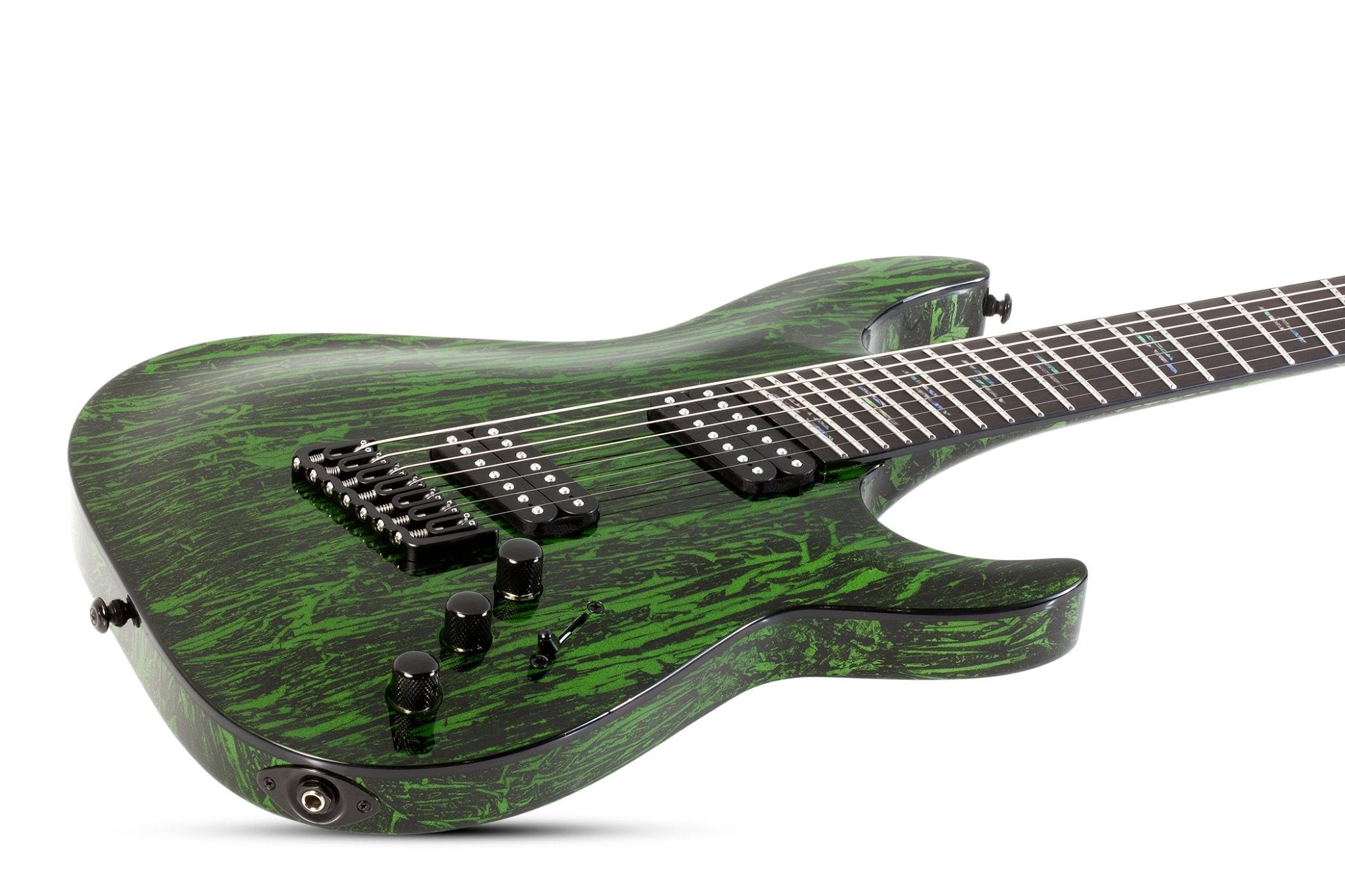Schecter C - 7 Multiscale Silver Mountain Electric Guitar, Toxic Venom by Erikson Music