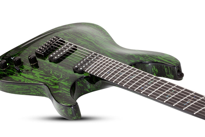 Schecter C - 7 Multiscale Silver Mountain Electric Guitar, Toxic Venom by Erikson Music
