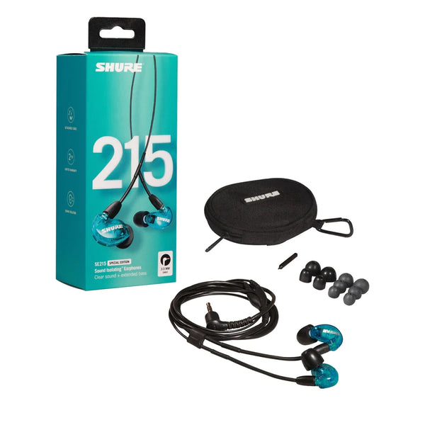 Shure SE215 Special Edition Sound Isolating Earphones, Blue/Black