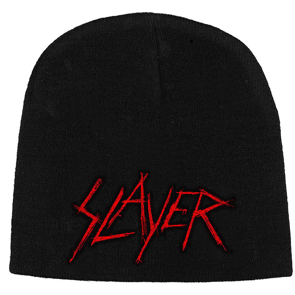 SLAYER UNISEX BEANIE HAT: SCRATCHED LOGO by Rock Off Trade