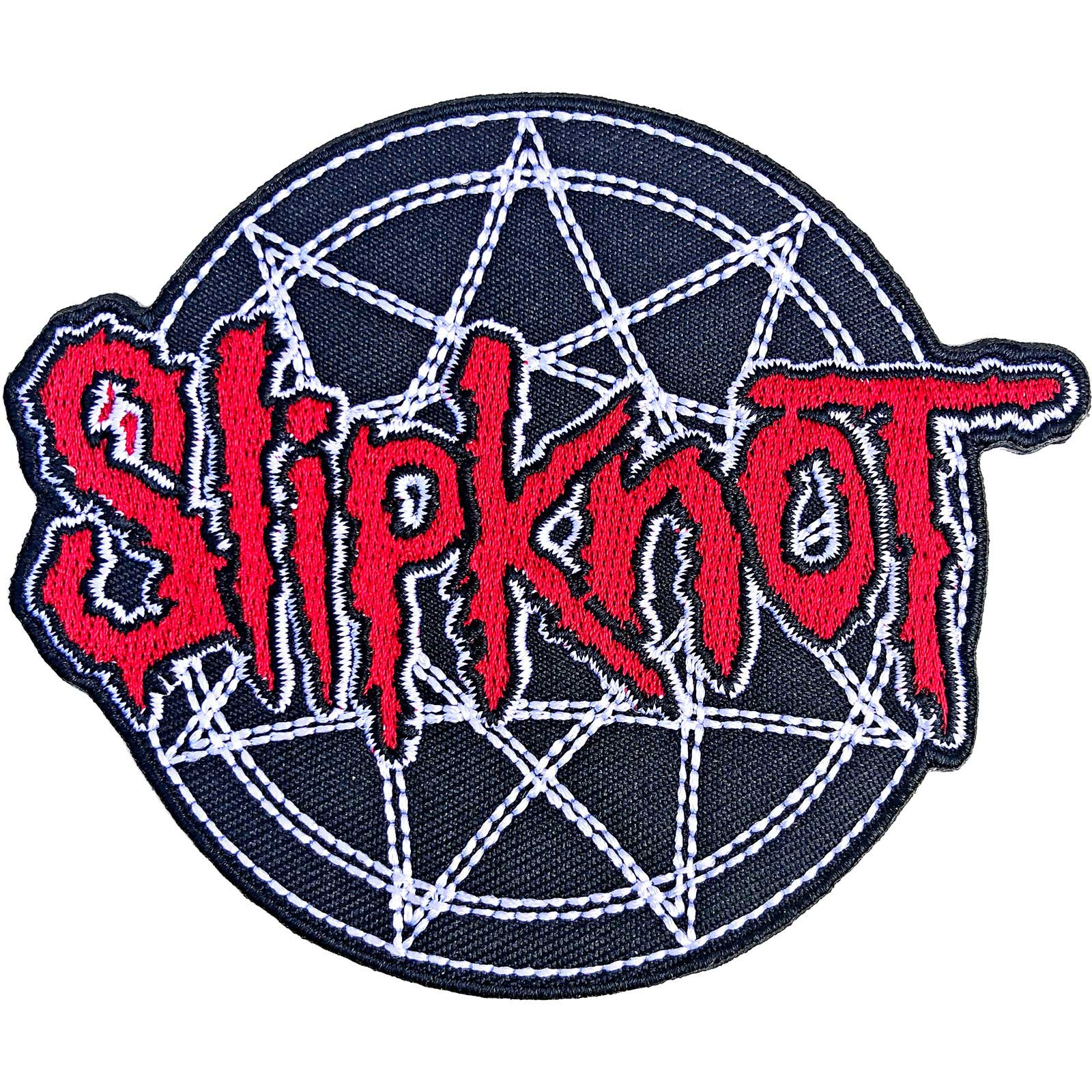 SLIPKNOT STANDARD PATCH: RED LOGO OVER NONOGRAM by Rock Off Trade