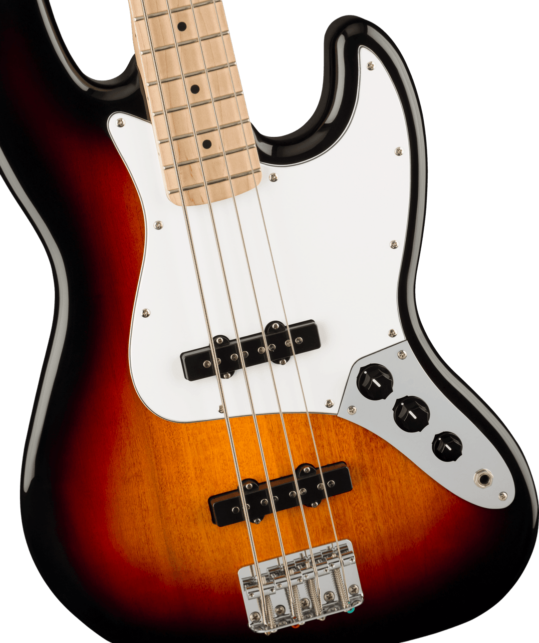 Squier Affinity Series Jazz Bass, Maple Fingerboard, White Pickguard, 3 - Color Sunburst by FMIC