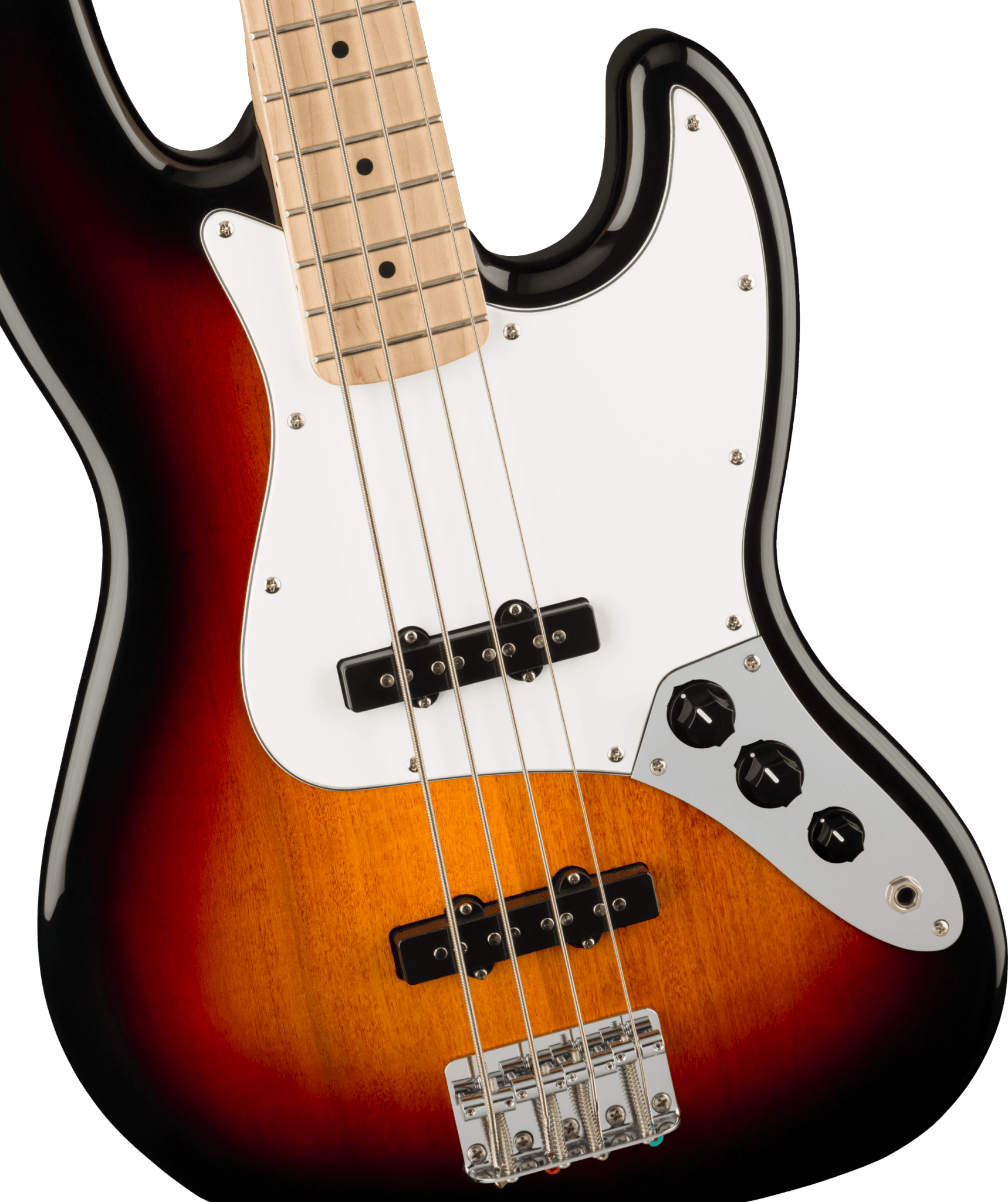 Squier Affinity Series Jazz Bass, Maple Fingerboard, White Pickguard, 3 - Color Sunburst by FMIC