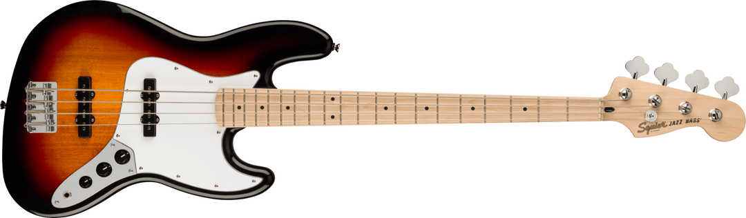 Squier Affinity Series Jazz Bass, Maple Fingerboard, White Pickguard, 3 - Color Sunburst by FMIC