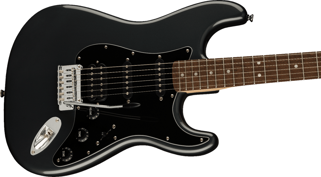Squier Affinity Series Stratocaster HSS Pack, Laurel Fingerboard, Charcoal Frost Metallic, Gig Bag, 15G - 120V by FMIC