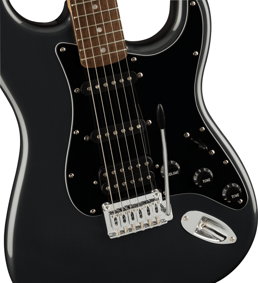 Squier Affinity Series Stratocaster HSS Pack, Laurel Fingerboard, Charcoal Frost Metallic, Gig Bag, 15G - 120V by FMIC
