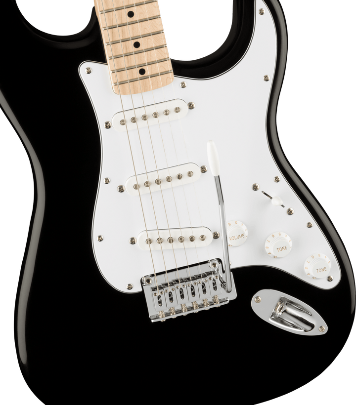 Squier Affinity Series™ Stratocaster®, Maple Fingerboard, White Pickguard, Black by FMIC