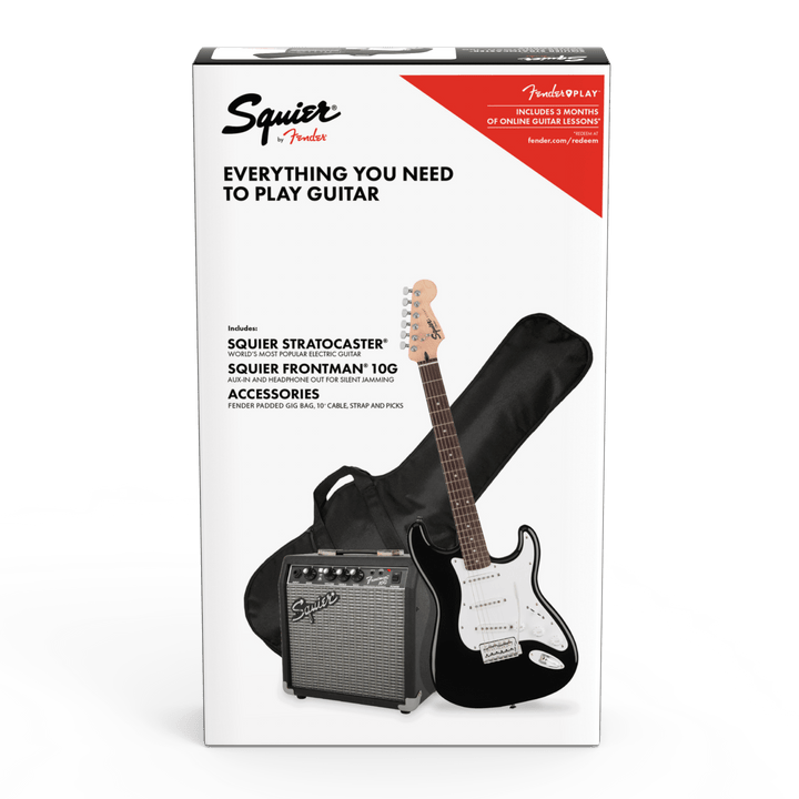 Squier Stratocaster® Pack, Laurel Fingerboard, Black, Gig Bag, 10G - 120V by FMIC