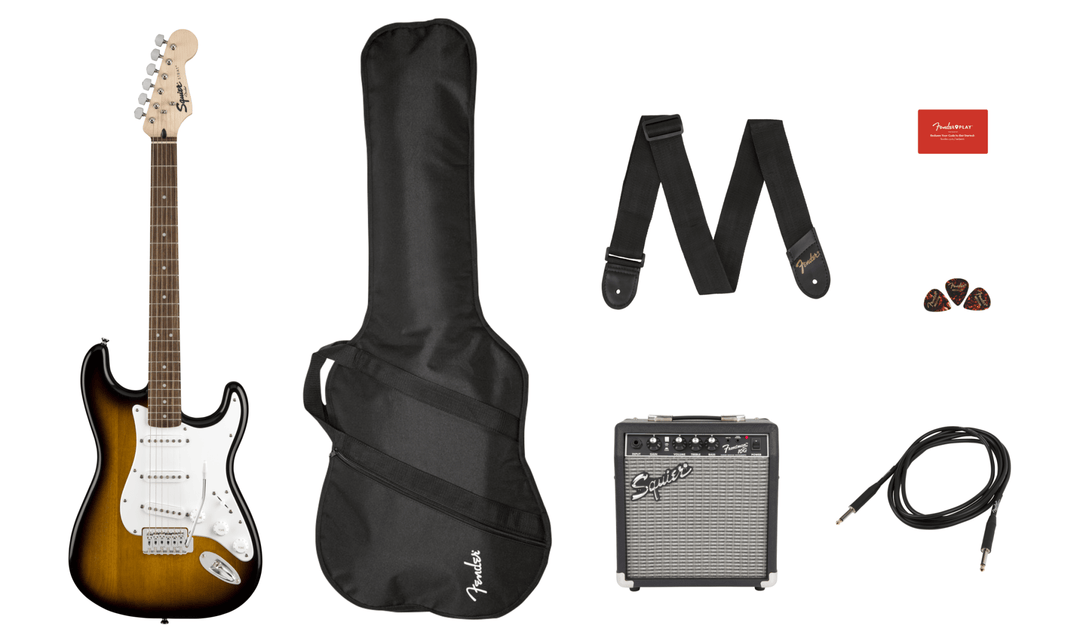 Squier Stratocaster® Pack, Laurel Fingerboard, Brown Sunburst, Gig Bag, 10G - 120V by FMIC