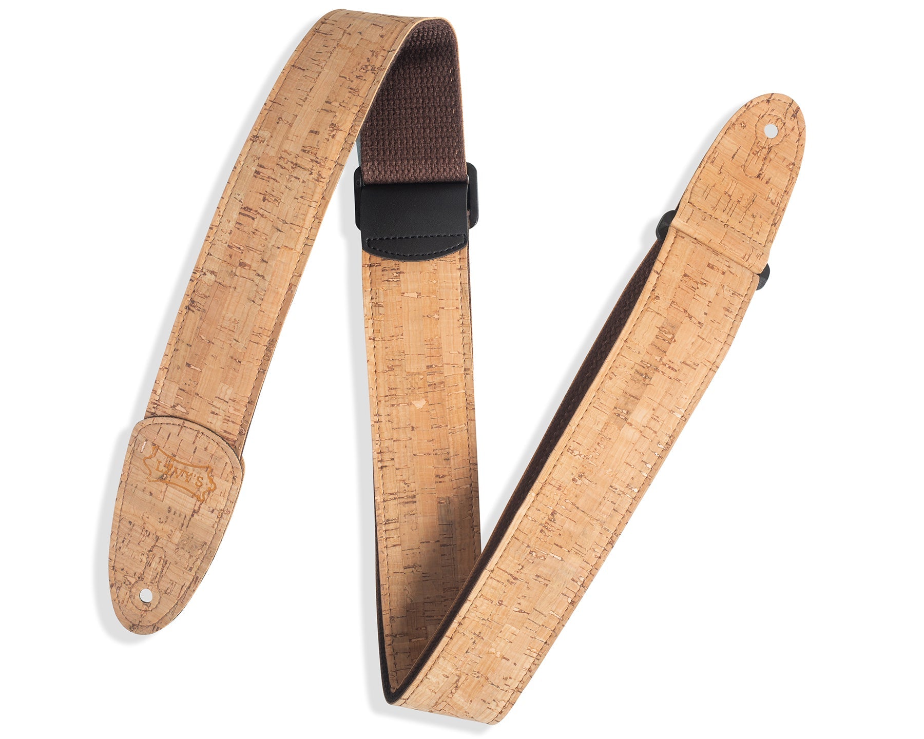 STRAP GUITAR LEVY’S 2" Cork Guitar Strap in Natural on Tan Cotton by Levy's Leathers
