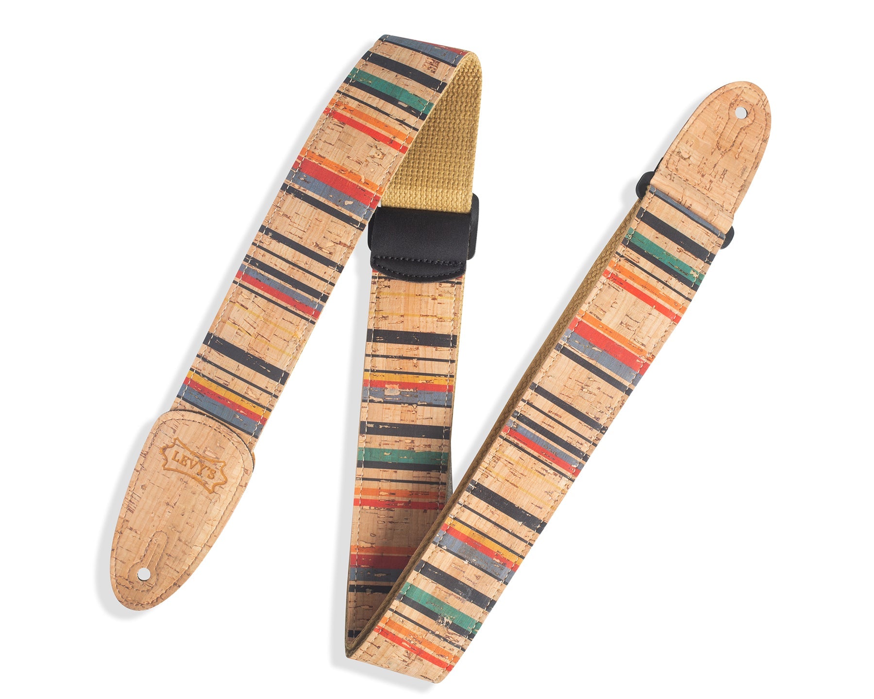STRAP GUITAR LEVY’S 2" Cork Guitar Strap With Nantucket Pattern on Tan by Levy's Leathers
