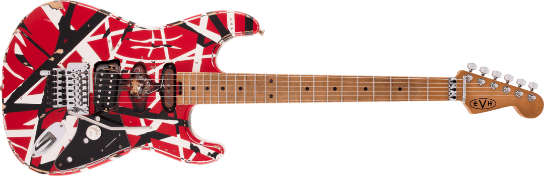 Used EVH Striped Series Frankenstein™ Frankie, Maple Fingerboard, Red with Black Stripes Relic by FMIC