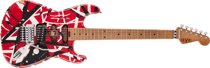 Used EVH Striped Series Frankenstein™ Frankie, Maple Fingerboard, Red with Black Stripes Relic by FMIC