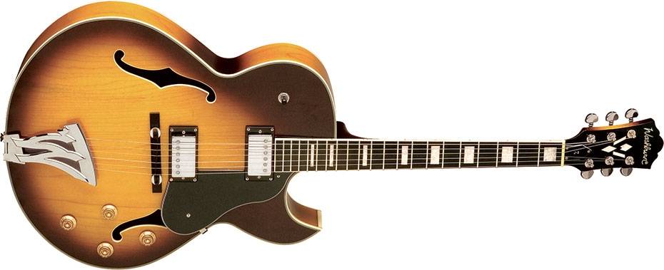 USED Washburn Jazz Series Hollow - Body, Tobacco Sunburst w/ Hard Case by Faders Music Inc.